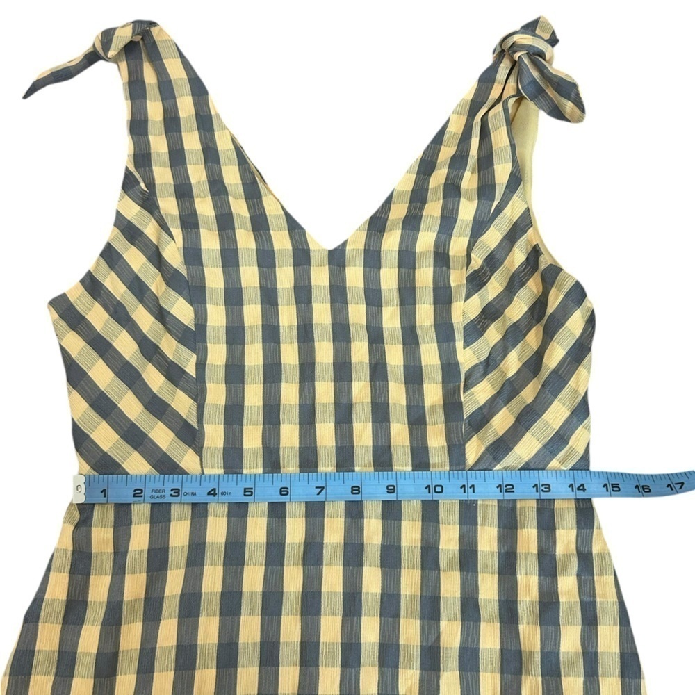Gilli Yellow & Grey Plaid Knot Shoulder Ruffle Hem Jumper Dress Womens Sz Large - Picture 9 of 10